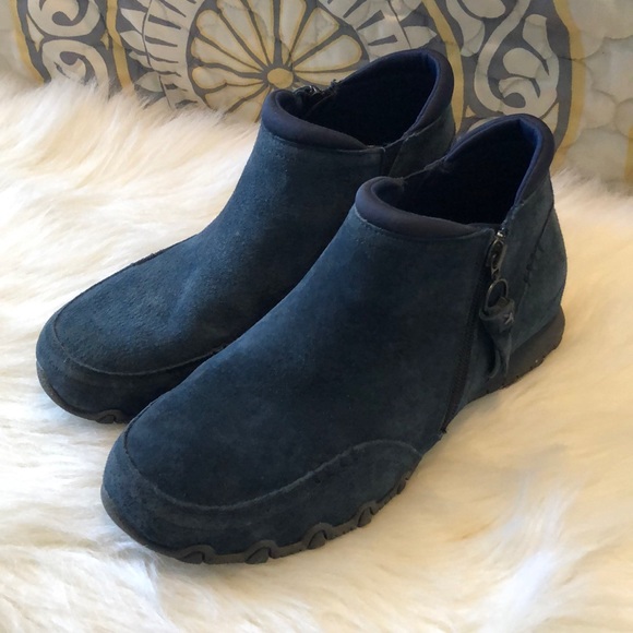 navy wide fit ankle boots